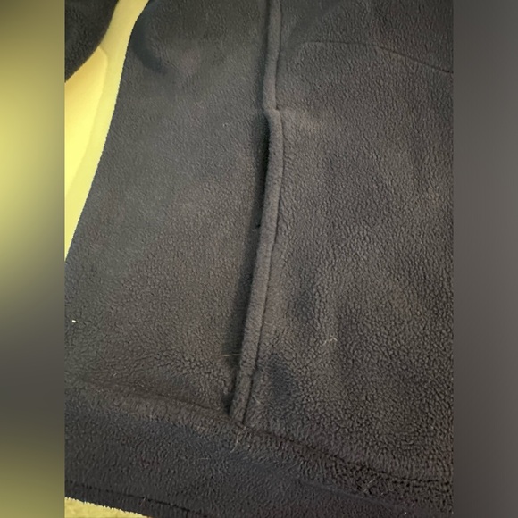 LILLY PULITZER Fleece Jacket Coat Navy Blue Pink Palm Tree Pockets Elbow Patch - Picture 15 of 16